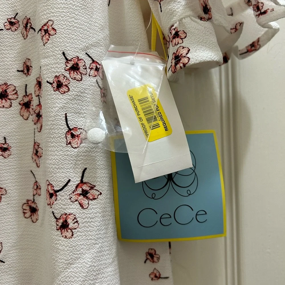 CeCe Top Pink Floral Blouse - Picture 4 of 5